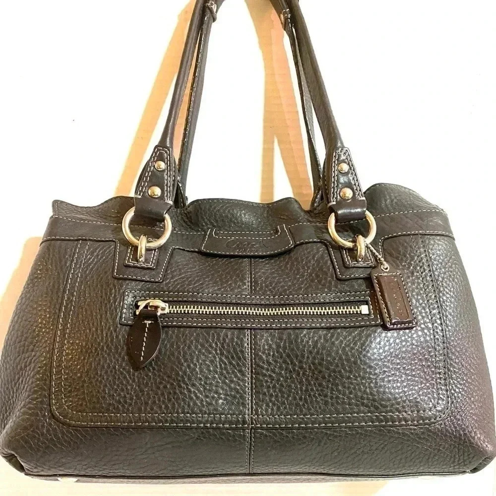 Coach vintage black leather satchel handbag - Picture 3 of 8